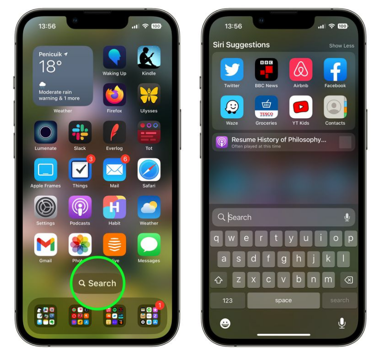 龙子湖苹果手机维修分享升级到 iOS 16 后，如何删除主屏幕上的搜索按钮 