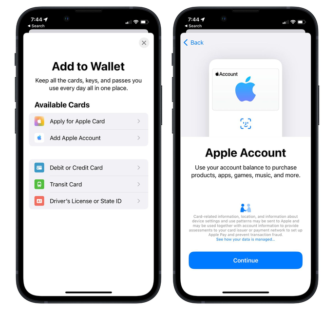 龙子湖苹果手机维修分享iOS 15.5钱包App如何添加 Apple 账户 